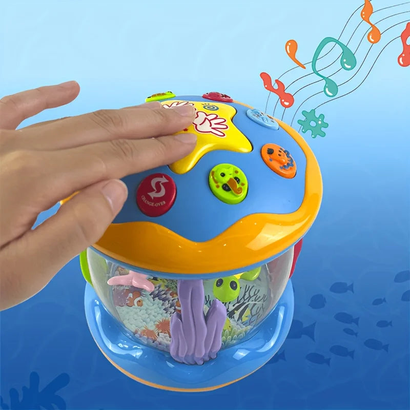 1pc Music Drum with Projection & Sound - Learning Suitable for Boys & Girls, Crawling & Tummy Time Development for Baby