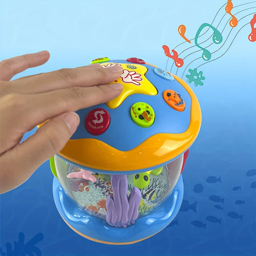1pc Music Drum with Projection & Sound - Learning Suitable for Boys & Girls, Crawling & Tummy Time Development for Baby