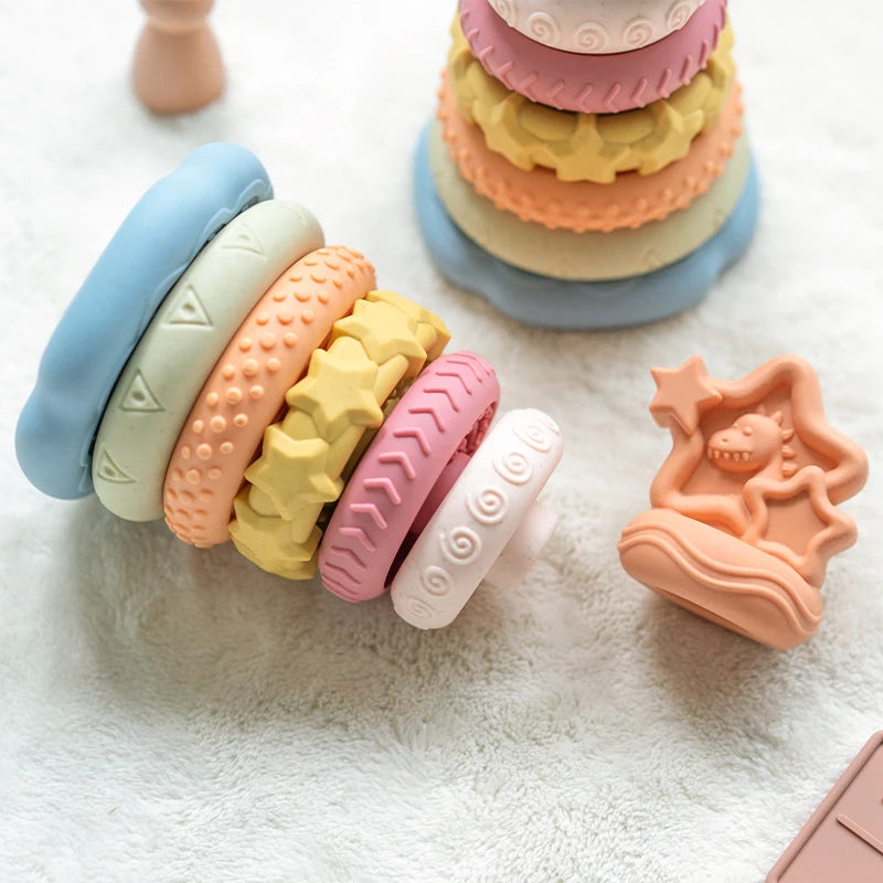 EIBYCIDY Stacking Toys Cartoon Dinosaur Nesting Stacking Tower Baby Early Learning Montessori Toys Babies Gift for Boys Girls