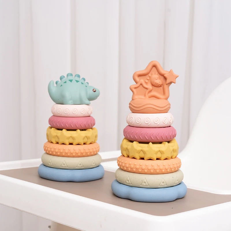 EIBYCIDY Stacking Toys Cartoon Dinosaur Nesting Stacking Tower Baby Early Learning Montessori Toys Babies Gift for Boys Girls