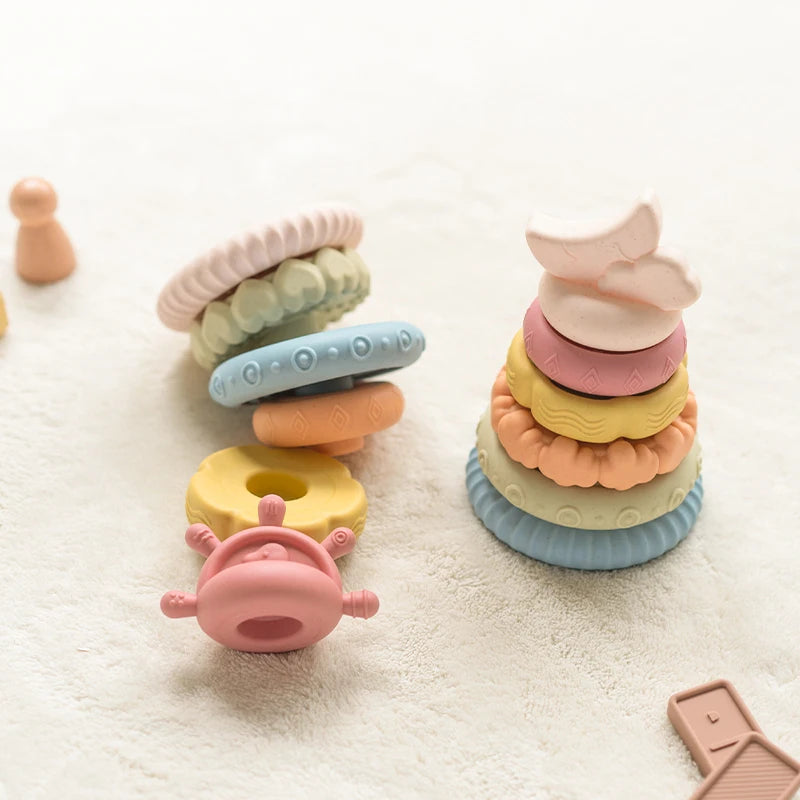 EIBYCIDY Stacking Toys Cartoon Dinosaur Nesting Stacking Tower Baby Early Learning Montessori Toys Babies Gift for Boys Girls