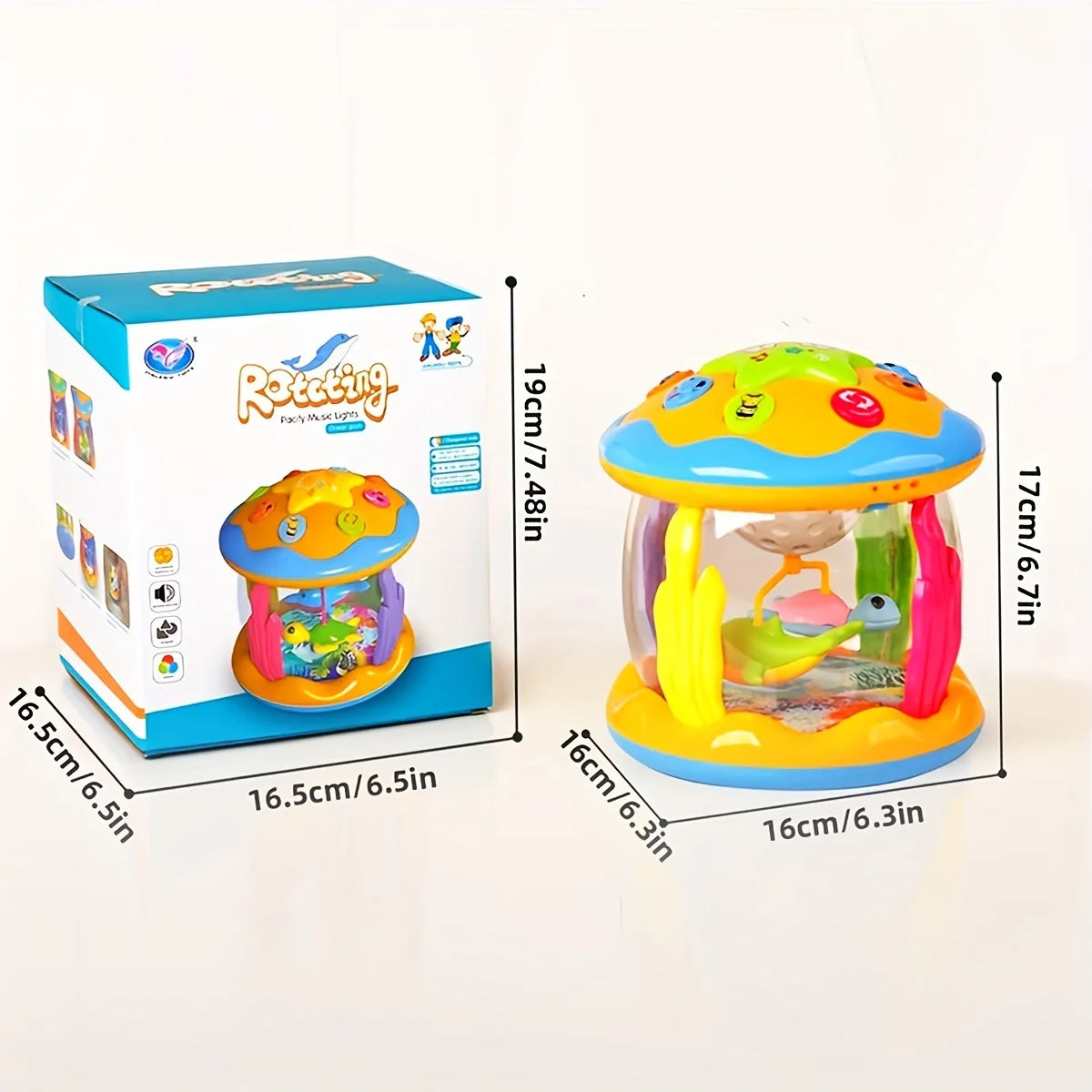 1pc Music Drum with Projection & Sound - Learning Suitable for Boys & Girls, Crawling & Tummy Time Development for Baby